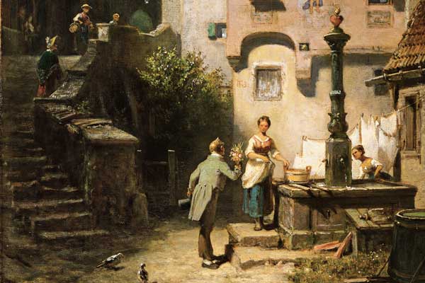 Carl Spitzweg, Der ewige Hochzeiter, um 1870, �l auf Leinwand, Museum Georg Sch�fer, Schweinfurt � Museum Georg Sch�fer, Schweinfurt, bpk - Ausschnitt